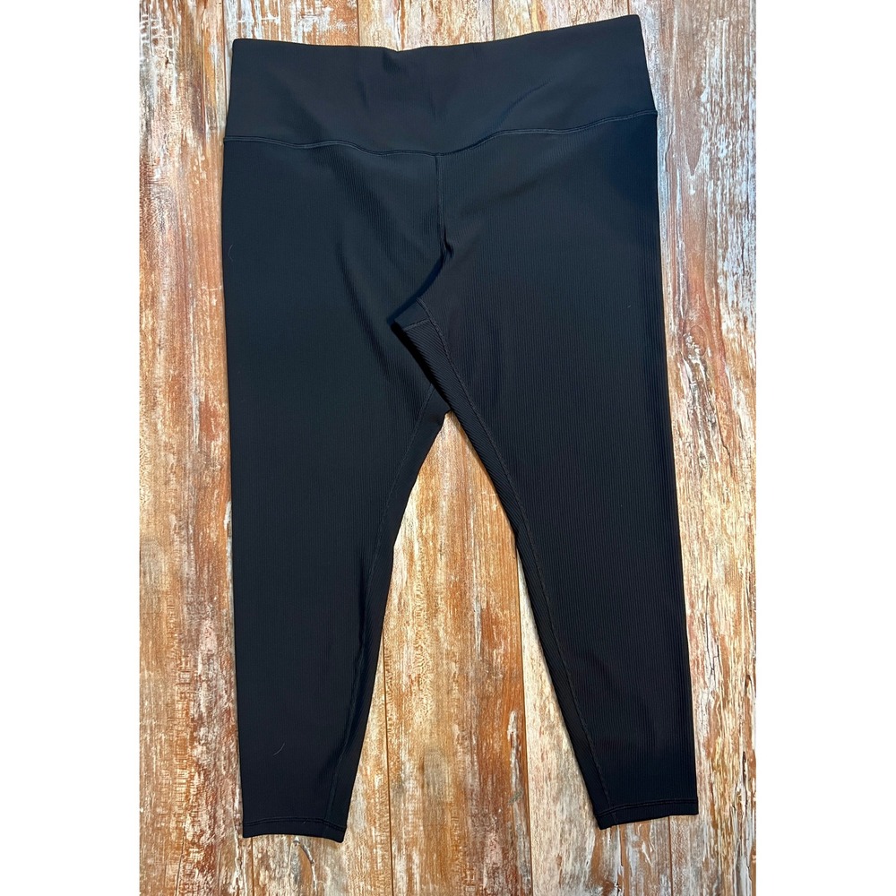 Athleta Elation‎ Rib Tight Leggings Black High Waisted Ribbed 2X